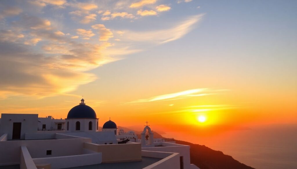 Санторини: самые красивые закаты и деревни с белыми домиками - иллюстрация
