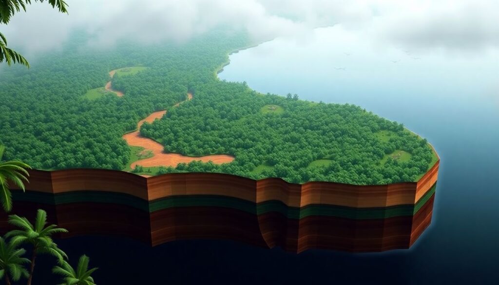 вулканы и Амазонка - иллюстрация