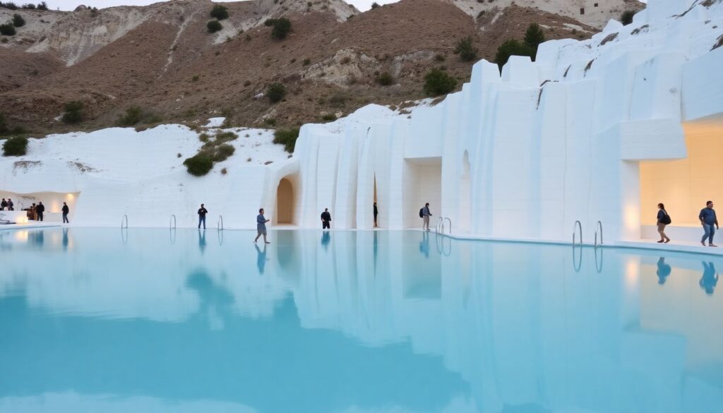 Памуккале в Турции: белоснежные травертины и бассейн Клеопатры - иллюстрация