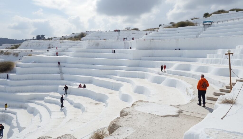 Памуккале в Турции: белоснежные травертины и бассейн Клеопатры - иллюстрация