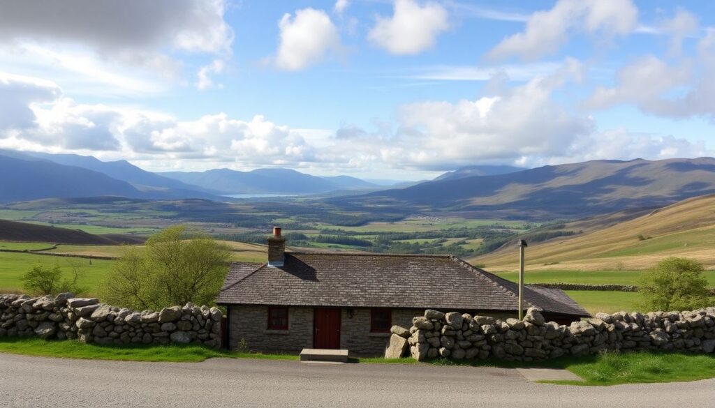 пабы и изумрудные пейзажи - иллюстрация