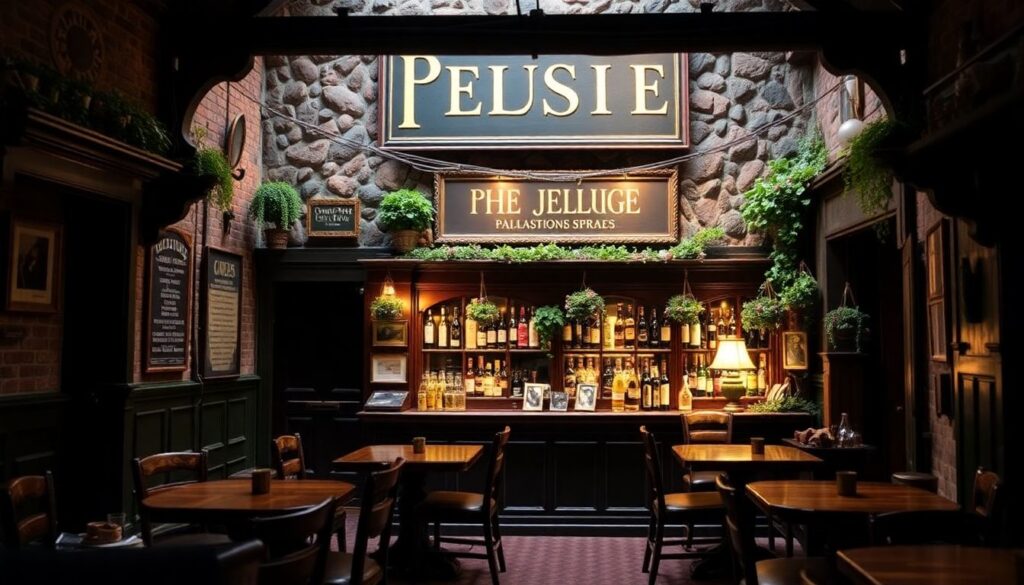 пабы и изумрудные пейзажи - иллюстрация