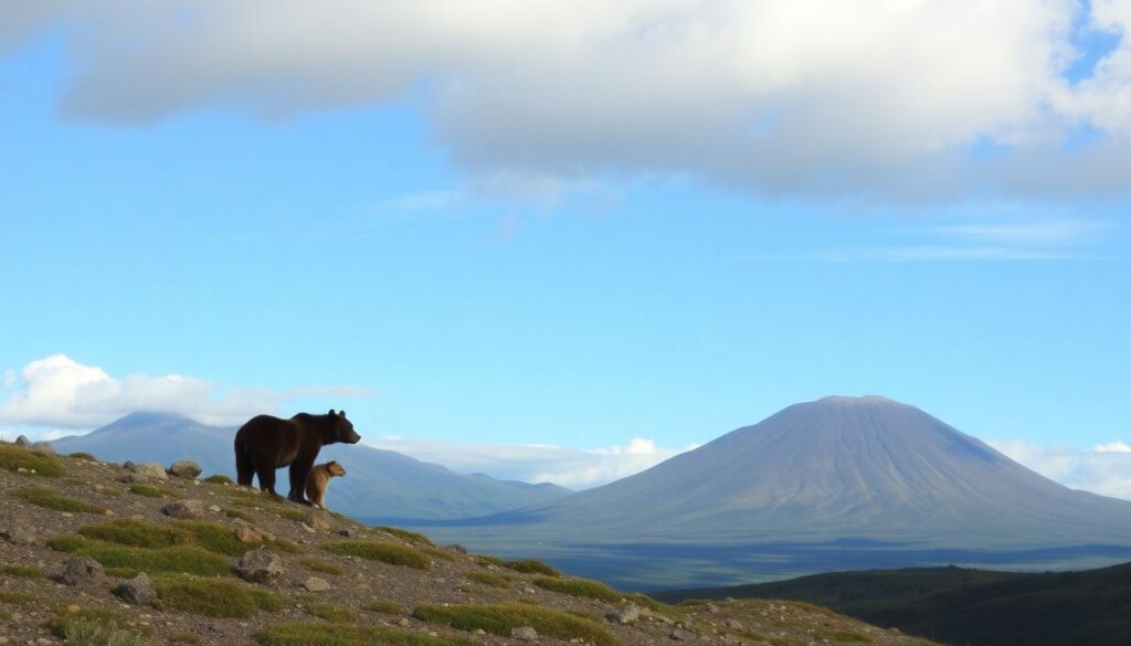 вулканы и медведи - иллюстрация