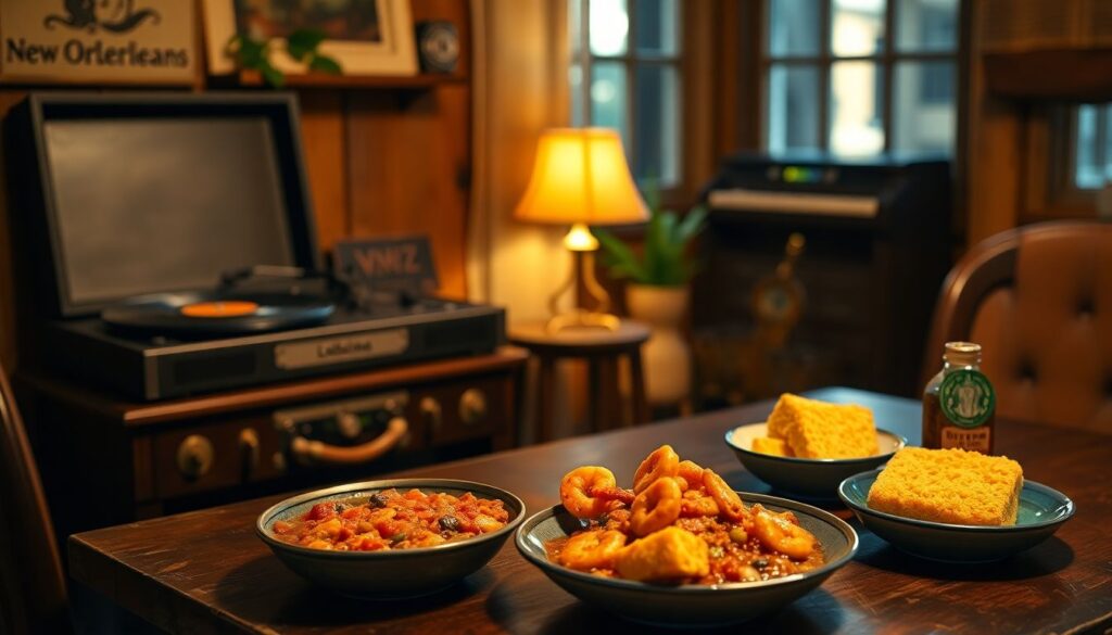 джаз и каджунская кухня - иллюстрация