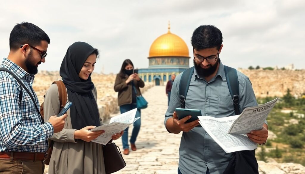 Путешествие по святым местам Иерусалима - иллюстрация