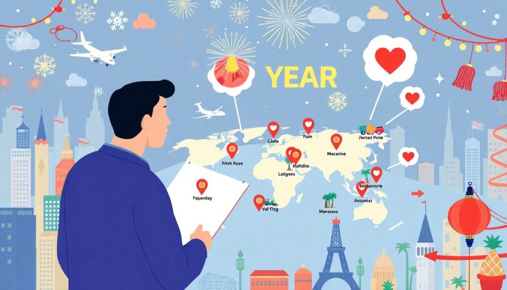 Лучшие города для празднования Нового года - иллюстрация