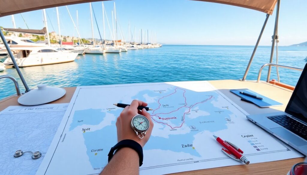 Путешествие по островам Хорватии на яхте - иллюстрация