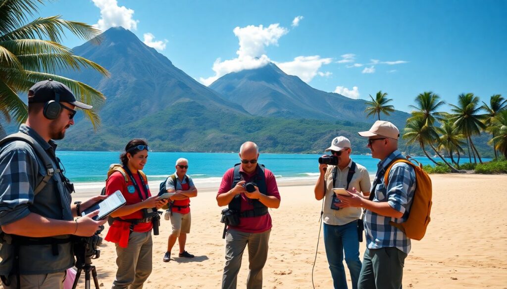 пляжи и вулканы - иллюстрация