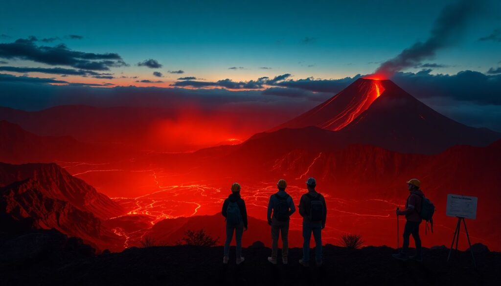Лучшие места для наблюдения за извержением вулкана - иллюстрация