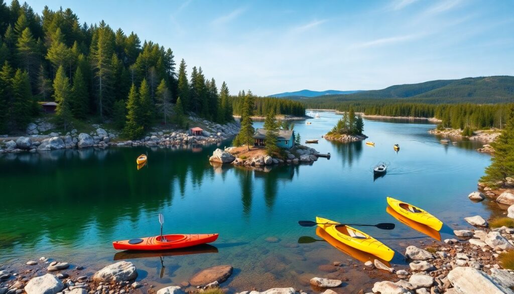 Лучшие места для каякинга и гребли на каноэ - иллюстрация